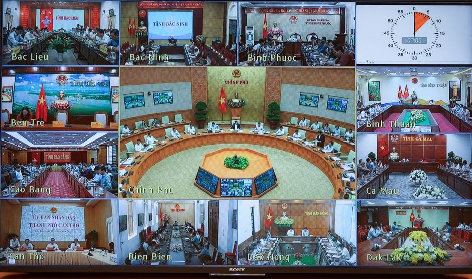 Phiên họp tập trung thảo luận, đánh giá tình hình kinh tế-xã hội tháng 3 và quý I/ 2024. Ảnh: VGP.