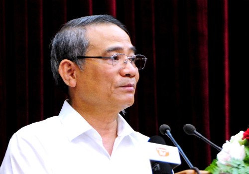 Bí thư Thành uỷ Đà Nẵng Trương Quang Nghĩa phát biểu tại hội nghị, Ảnh: A.Đ.