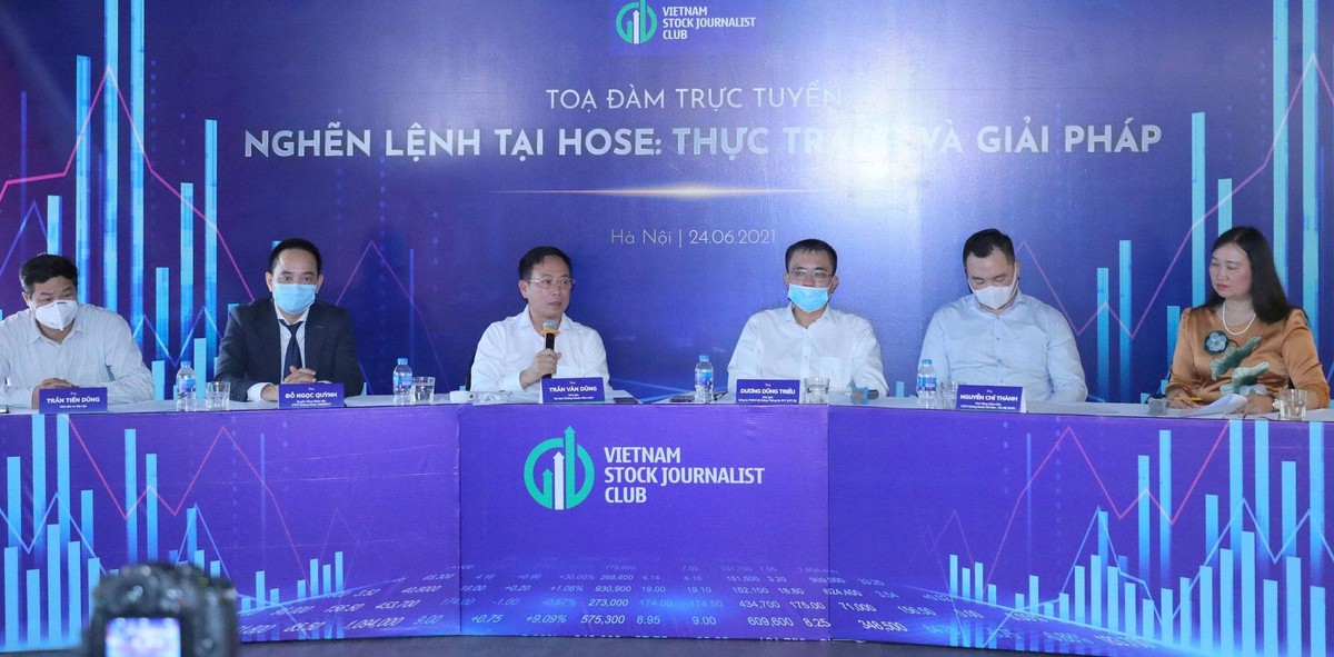 Ông Trần Văn Dũng (thứ 3 từ trái qua) trao đổi tại buổi tọa đàm trực tuyến sáng 24/6.