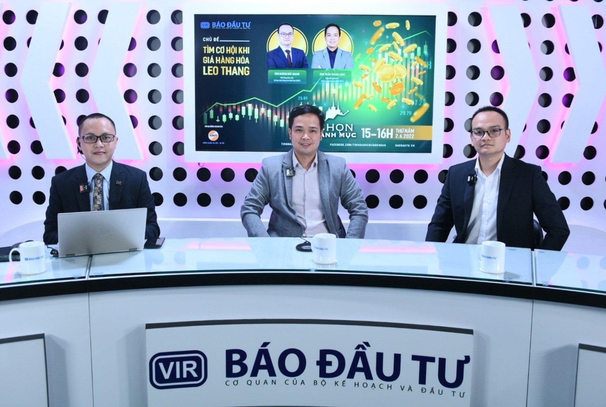 Các khách mời tham gia Talkshow Chọn danh mục kỳ 6 ngày 2/6: Ông Trần Thăng Long (giữa), Giám đốc Phân tích BSC và ông Dương Đức Quang, phó tổng giám đốc MXV.