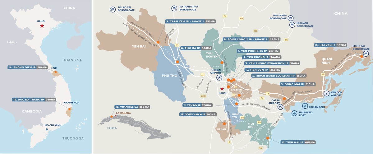 Bản đồ 16 KCN của Viglacera Bản đồ 16 KCN của Viglacera