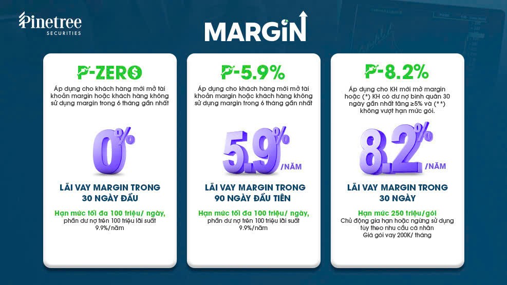 Các gói vay margin được đăng trên website của Chứng khoán Pinetree