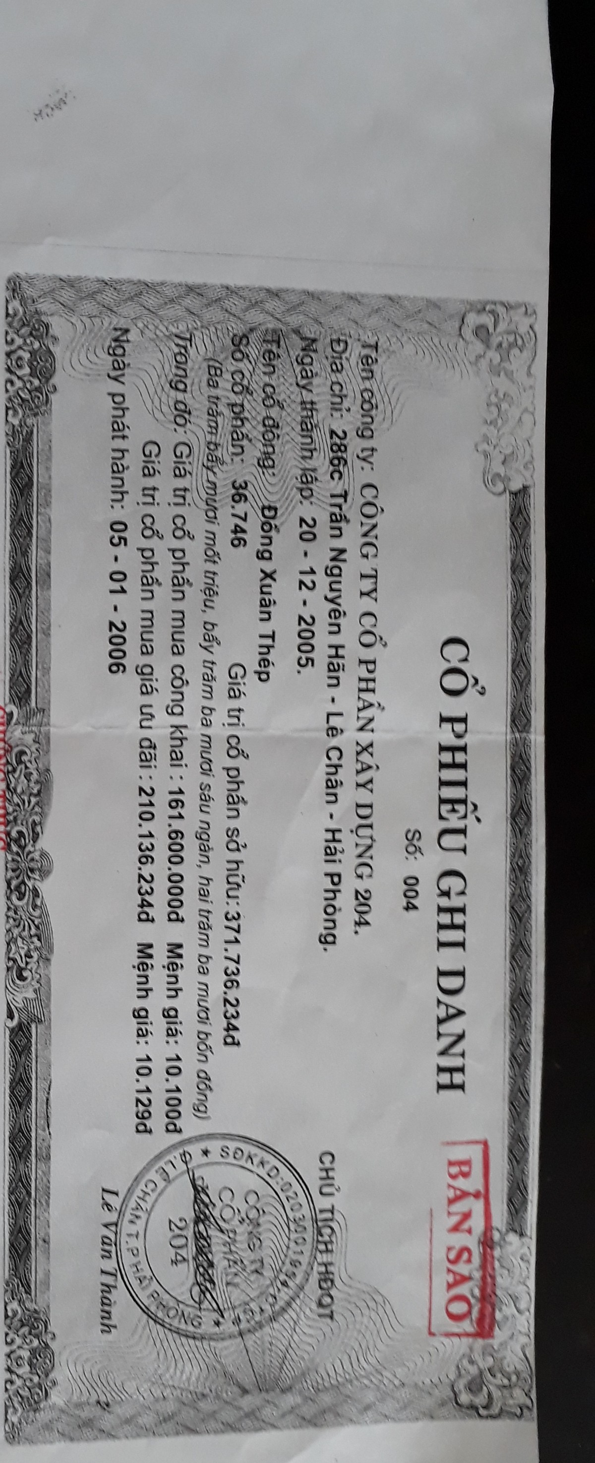 Ông Đông Xuân Thép kiện, Công ty Xây dựng 204 phải trả 83 triệu đồng cổ tức ảnh 1