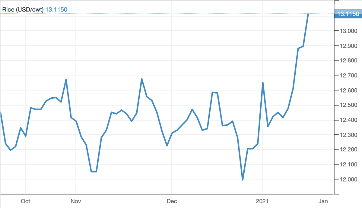 Biểu đồ giá gạo (Đơn vị: USD/tạ)
