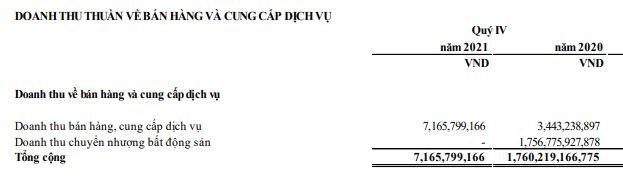 Cơ cấu doanh thu quý IV/2021 của NBB.