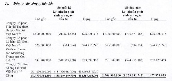 Danh mục đầu tư vào công ty liên doanh, liên kết.