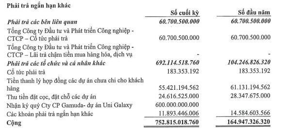 TDC nhận ký quỹ CTCP Gamuda - Dự án Uni Galaxy là 600 tỷ đồng.