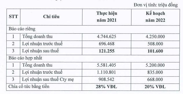 Kế hoạch năm 2022 của SIP (Nguồn: Tài liệu ĐHCĐ).