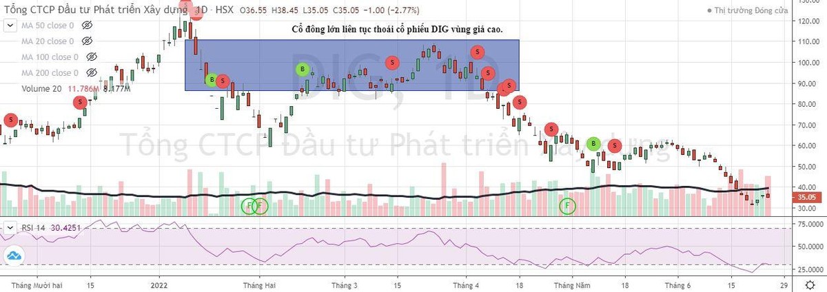 Cổ phiếu DIG liên tục bị bán tháo từ đầu năm tới nay.