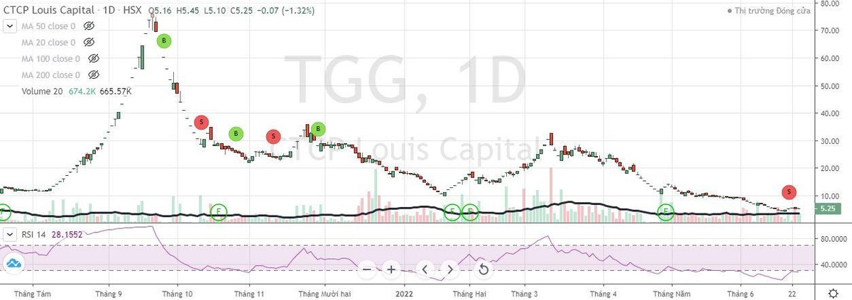 Cổ phiếu TGG lao dốc từ 21/9/2021 tới nay.