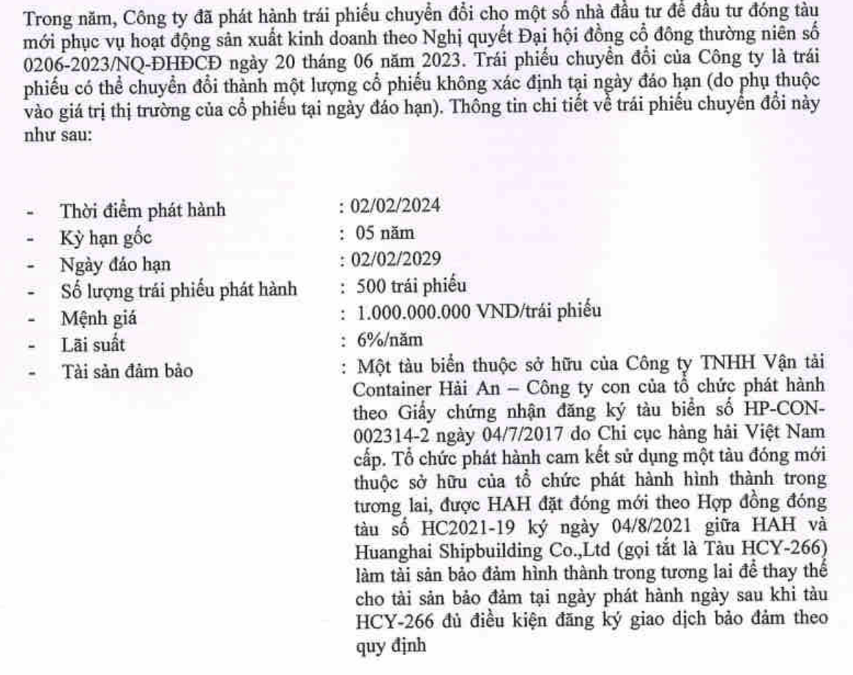 Hải An huy động 500 tỷ đồng để đầu tư mua tàu Hải An huy động 500 tỷ đồng để đầu tư mua tàu
