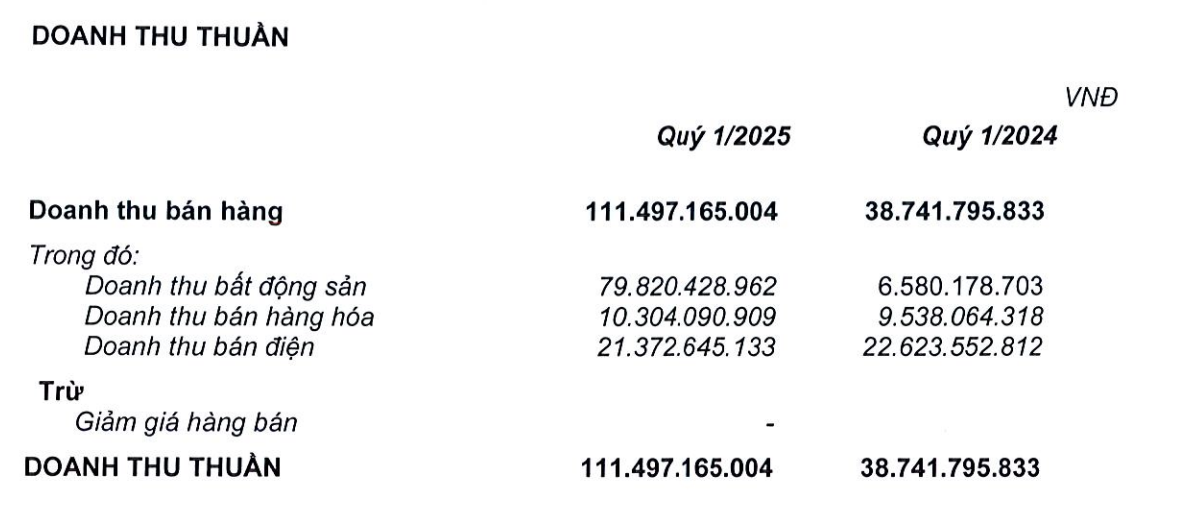 Doanh thu tăng cao trong quý I chủ yếu đến từ lĩnh vực bất động sản
