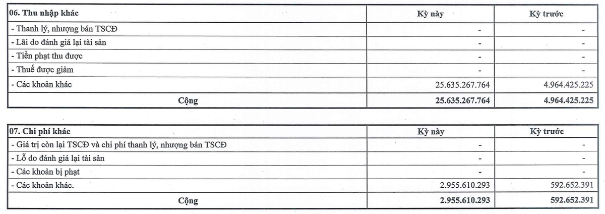 Cơ cấu lợi nhuận khác trong quý II/2025 của G36.