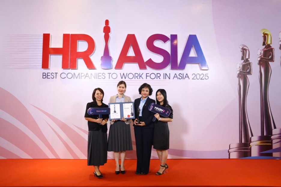 YeaH1 nhận giải thưởng "Nơi làm việc tốt nhất châu Á" tại Lễ trao giải HR Asia Awards 2025.