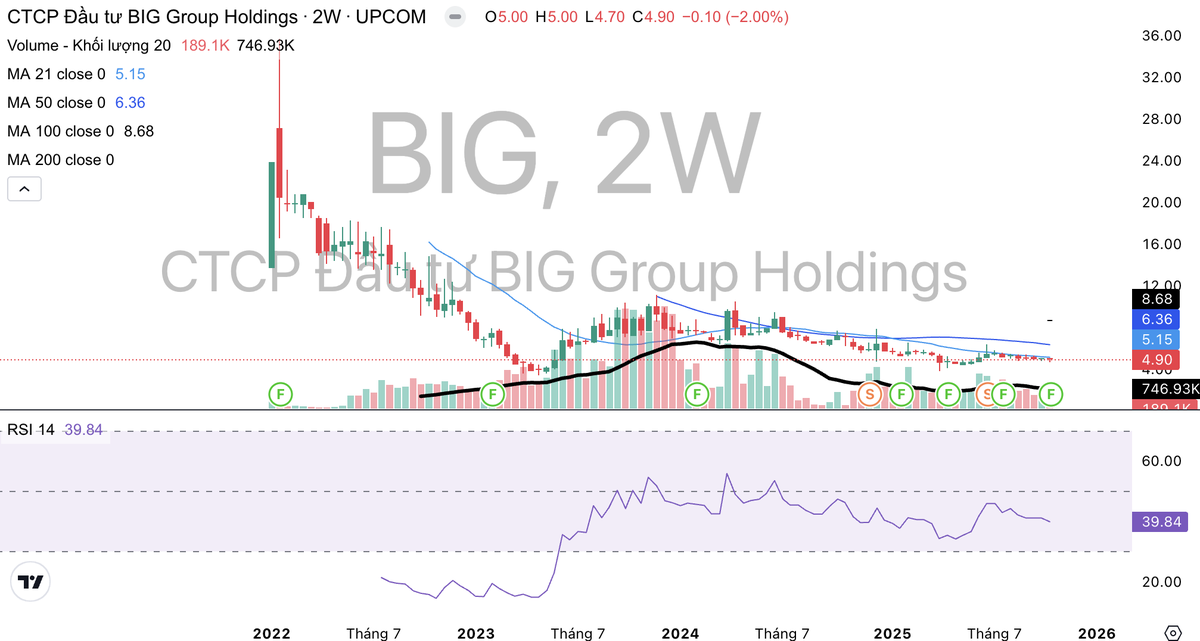 Cổ phiếu BIG giảm mạnh từ khi giao dịch tới nay. Cổ phiếu BIG giảm mạnh từ khi giao dịch tới nay.