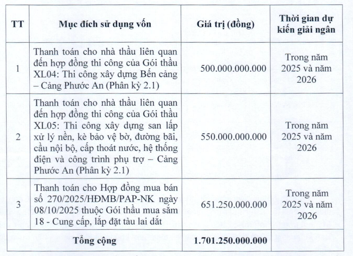 Mục đích huy động trong đợt phát hành riêng lẻ sắp tới.
