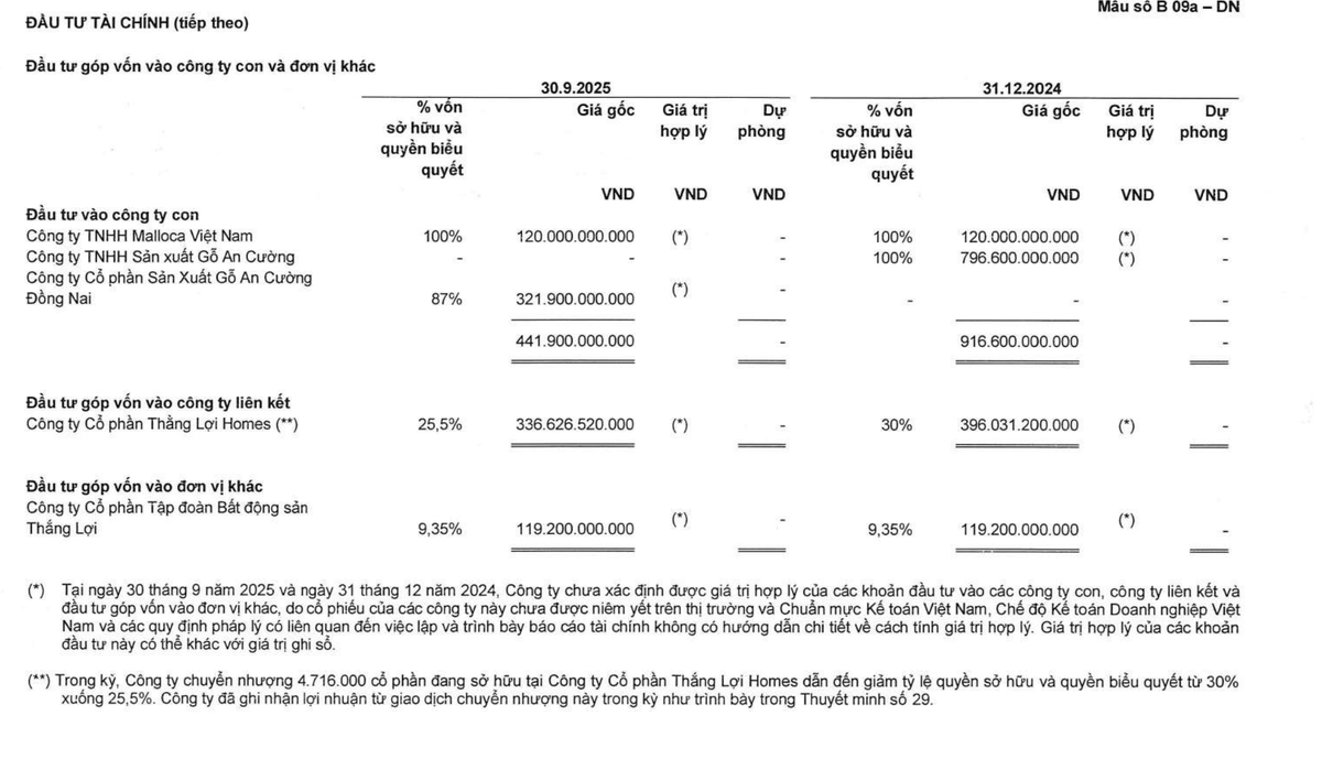 Gỗ An Cường đang đầu tư 321,9 tỷ đồng vào CTCP Sản xuất Gỗ An Cường Đồng Nai