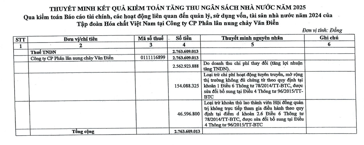 Số tiền thuế mà VAF bị truy thu thuế năm 2024. Số tiền thuế mà VAF bị truy thu thuế năm 2024.