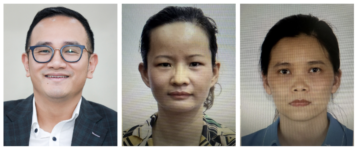 Các bị can (từ trái qua phải): Đào Hữu Duy Anh; Đào Thị Mai; Hoàng Thúy Hà. (Nguồn: Bộ Công an)