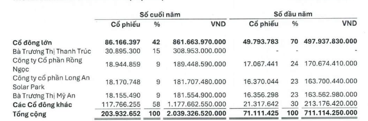 Cơ cấu cổ đông BMS tại thời điểm 31/12/2025.