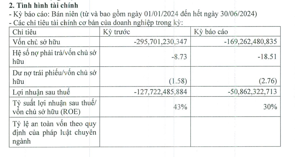 Kết quả kinh doanh của Công ty TNHH Đầu tư Gia Cường trong nửa đầu năm 2024.