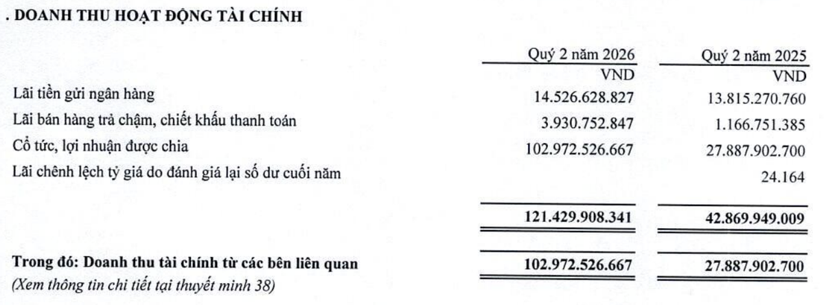 NTC ghi nhận doanh thu tài chính đột biến nhờ cổ tức, lợi nhuận được chia tăng.