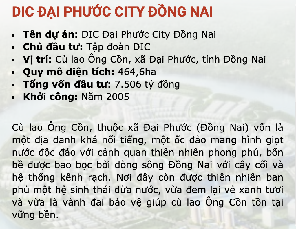 Dự án khu đô thị Du lịch sinh thái Đại Phước.