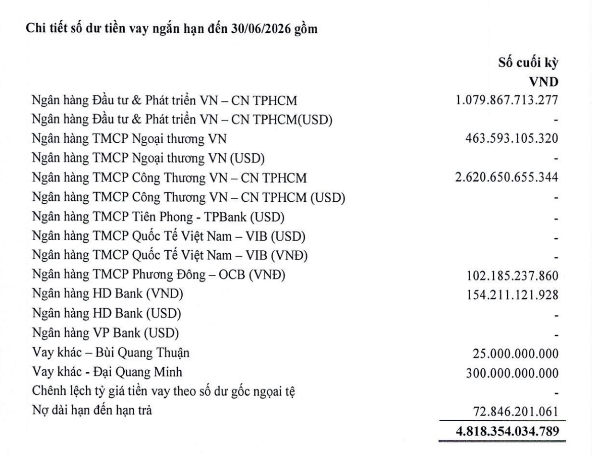 Danh sách chủ nợ vay ngắn hạn của Thép Pomina tại thời điểm 30/6/2026. Danh sách chủ nợ vay ngắn hạn của Thép Pomina tại thời điểm 30/6/2026.