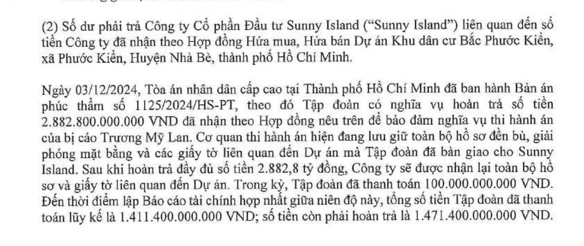 QCG vẫn cần trả 1.471,4 tỷ đồng liên quan dự án Phước Kiển