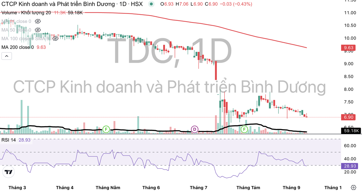 Cổ phiếu TDC giảm 36,1% giá trị từ đầu năm. Cổ phiếu TDC giảm 36,1% giá trị từ đầu năm.