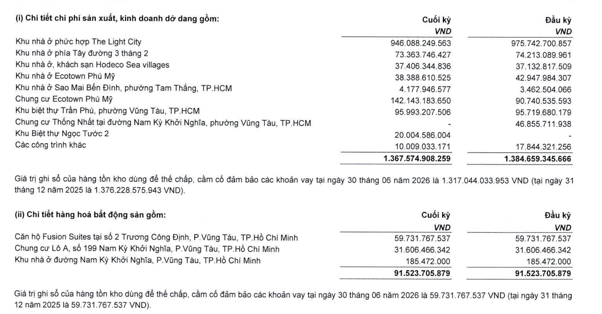 Hodeco thuyết minh cơ cấu tồn kho tại thời điểm 30/6/2026. Hodeco thuyết minh cơ cấu tồn kho tại thời điểm 30/6/2026.