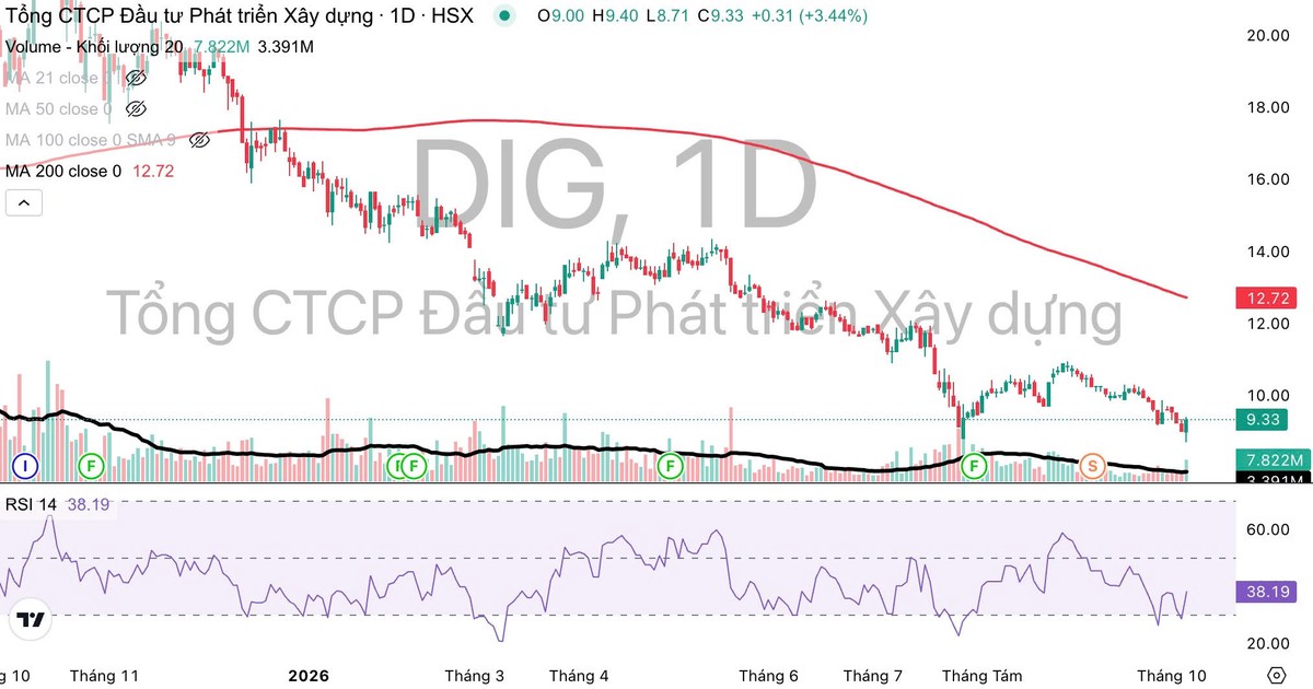 Cổ phiếu DIG giảm từ ngày 17/10/2025 tới nay.