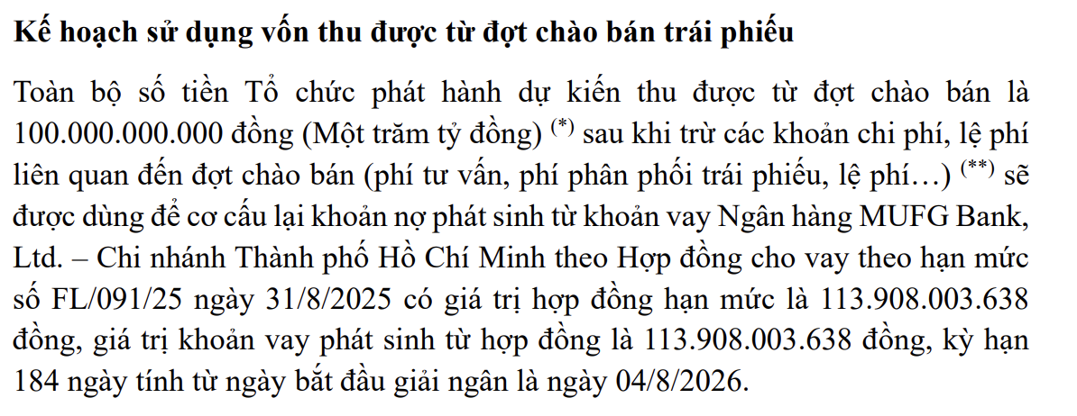 Mục đích huy động trái phiếu để trả nợ.