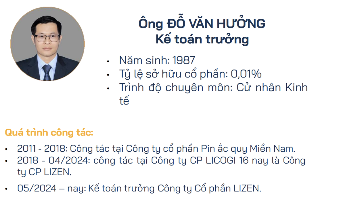 Ông Đỗ Văn Hưởng được bổ nhiệm Kế toán trưởng từ tháng 5/2024. Ông Đỗ Văn Hưởng được bổ nhiệm Kế toán trưởng từ tháng 5/2024.