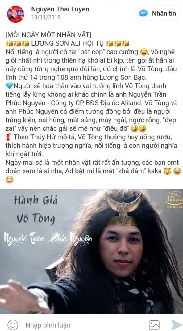 Nguyễn Thái Luyện, Chủ tịch Địa ốc Alibaba: Mơ làm Tào Tháo và lập Lương Sơn Ali Tụ Nghĩa ảnh 4