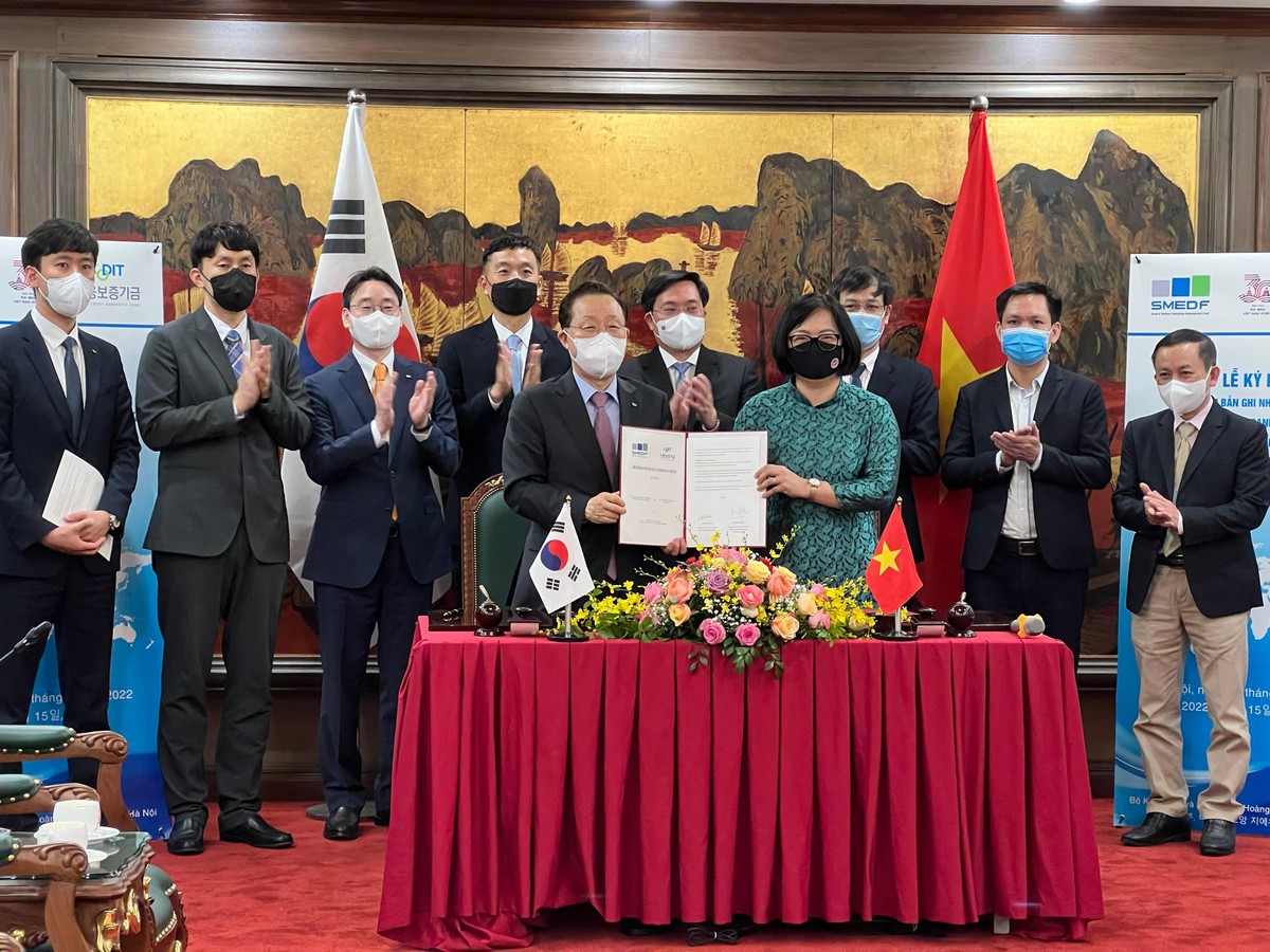 Lễ ký kết Biên bản ghi nhớ hợp tác giữa Quỹ Phát triển doanh nghiệp nhỏ và vừa (SMEDF) và Quỹ Bảo lãnh tín dụng Hàn Quốc (KODIT)