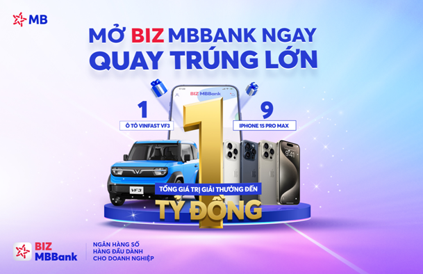 Mở BIZ MBBank ngay – Quay trúng lớn với tổng giá trị giải thưởng đến 1 tỷ đồng