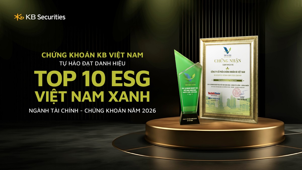KBSV được vinh danh Top 10 Doanh nghiệp ESG Việt Nam Xanh 2026 ngành Tài chính – Chứng khoán