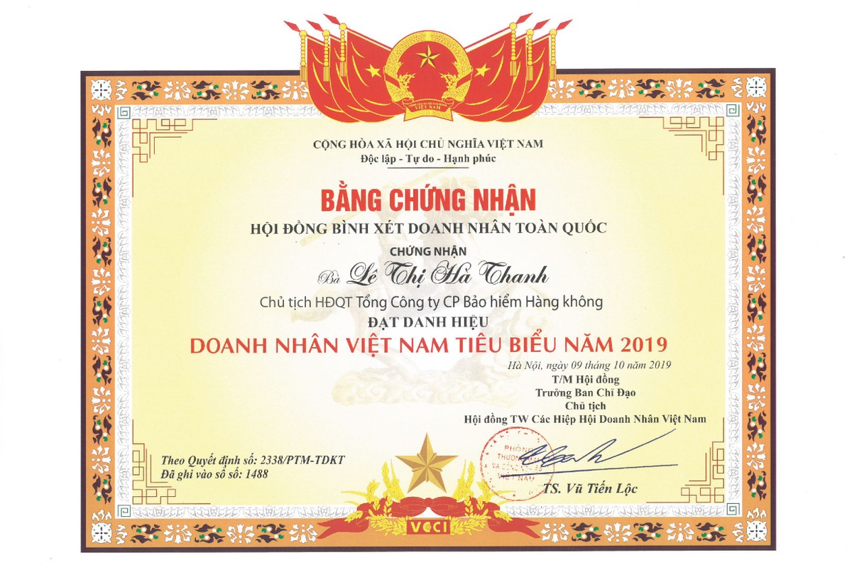 Chủ tịch HĐQT Tổng CTCP Bảo hiểm Hàng không (VNI) nhận danh hiệu Doanh nhân tiêu biểu 2019 ảnh 1