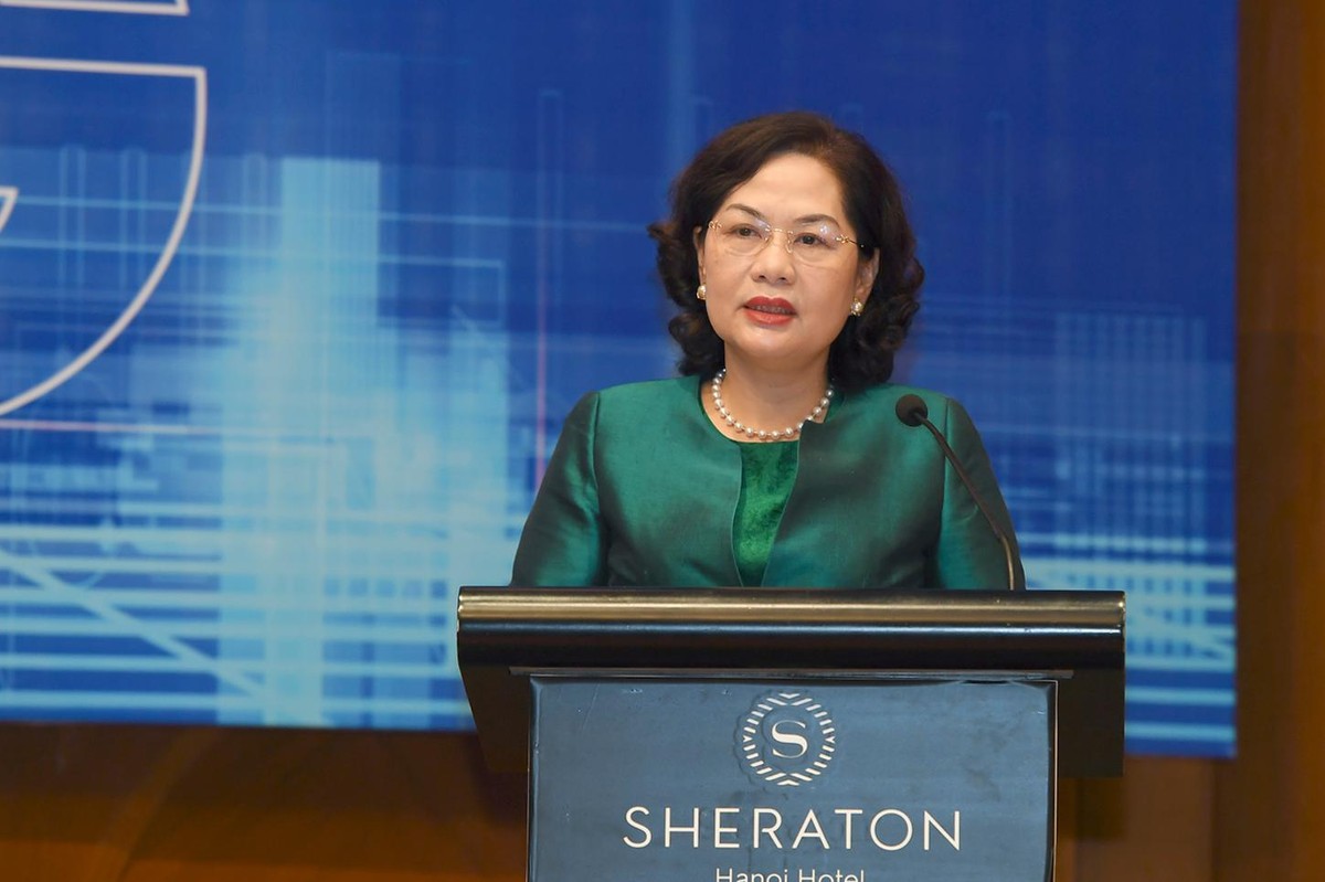 Bà Nguyễn Thị Hồng, Thống đốc Ngân hàng Nhà nước Việt Nam phát biểu tại Hội nghị