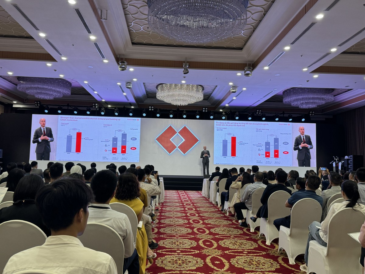 Ông Jens Lottner, Tổng giám đốc Techcombank chia sẻ thông tin tại ĐHCĐ 2024