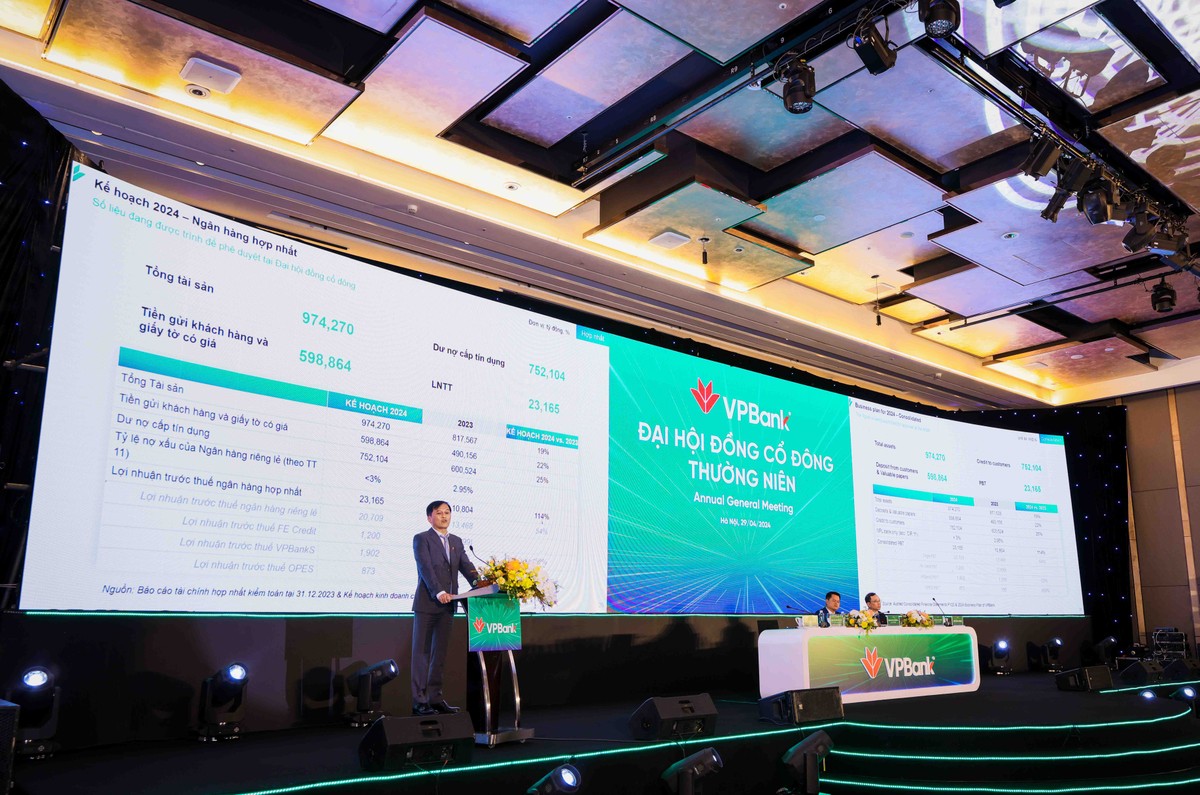 Ông Nguyễn Đức Vinh, Tổng Giám đốc VPBank trao đổi tại ĐHĐCĐ 2024