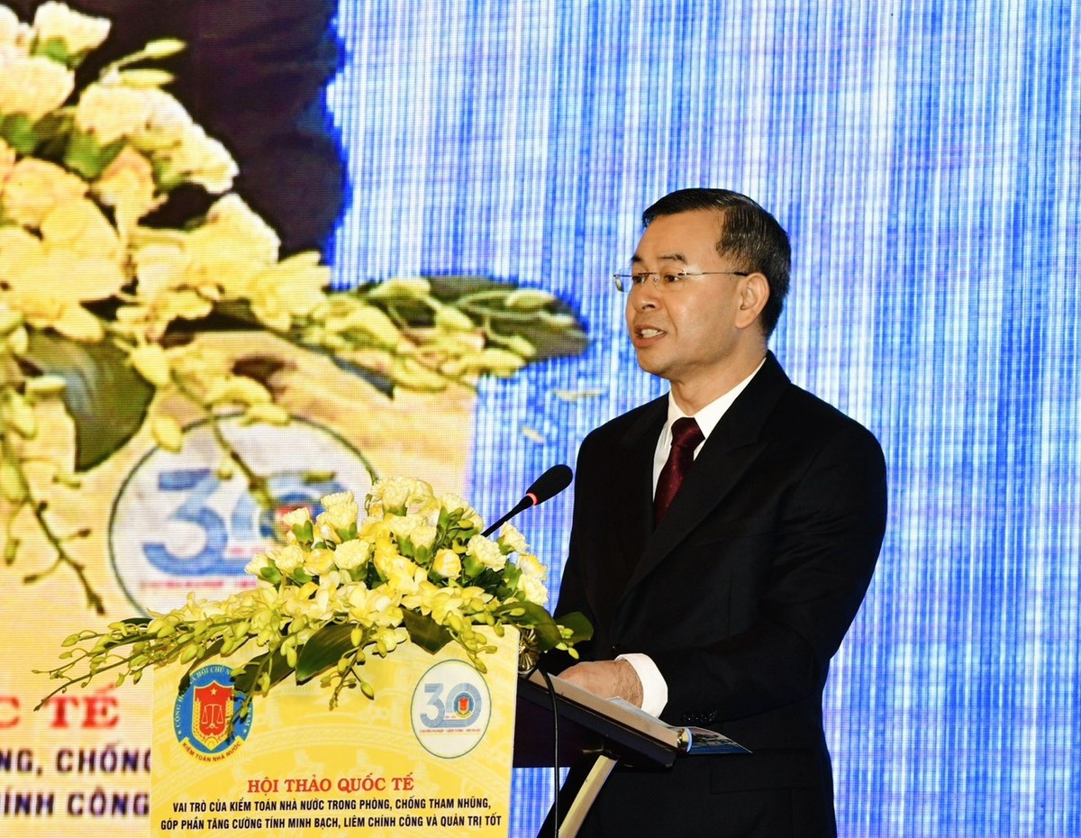 Tổng Kiểm toán nhà nước Ngô Văn Tuấn phát biểu tại Hội thảo