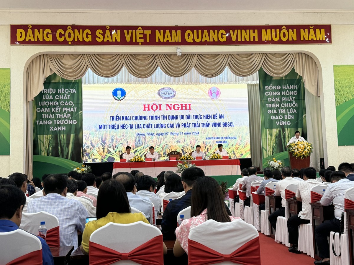 Hội nghị do Phó Thống đốc Thường trực NHNN Đào Minh Tú, Thứ trưởng Bộ Nông nghiệp và Phát triển nông thôn Trần Thanh Nam, Chủ tịch UBND tỉnh Đồng Tháp Phạm Thiện Nghĩa đồng chủ trì