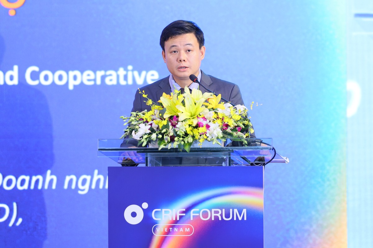 Ông Nguyễn Xuân Thọ, Phó Cục trưởng Cục Phát triển Doanh nghiệp tư nhân và Kinh tế tập thể, Bộ Tài chính phát biểu tại Diễn đàn