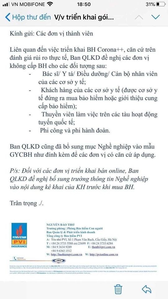 Doanh nghiệp bảo hiểm nói gì về thông tin từ chối bán bảo hiểm Covid cho y, bác sĩ? ảnh 1