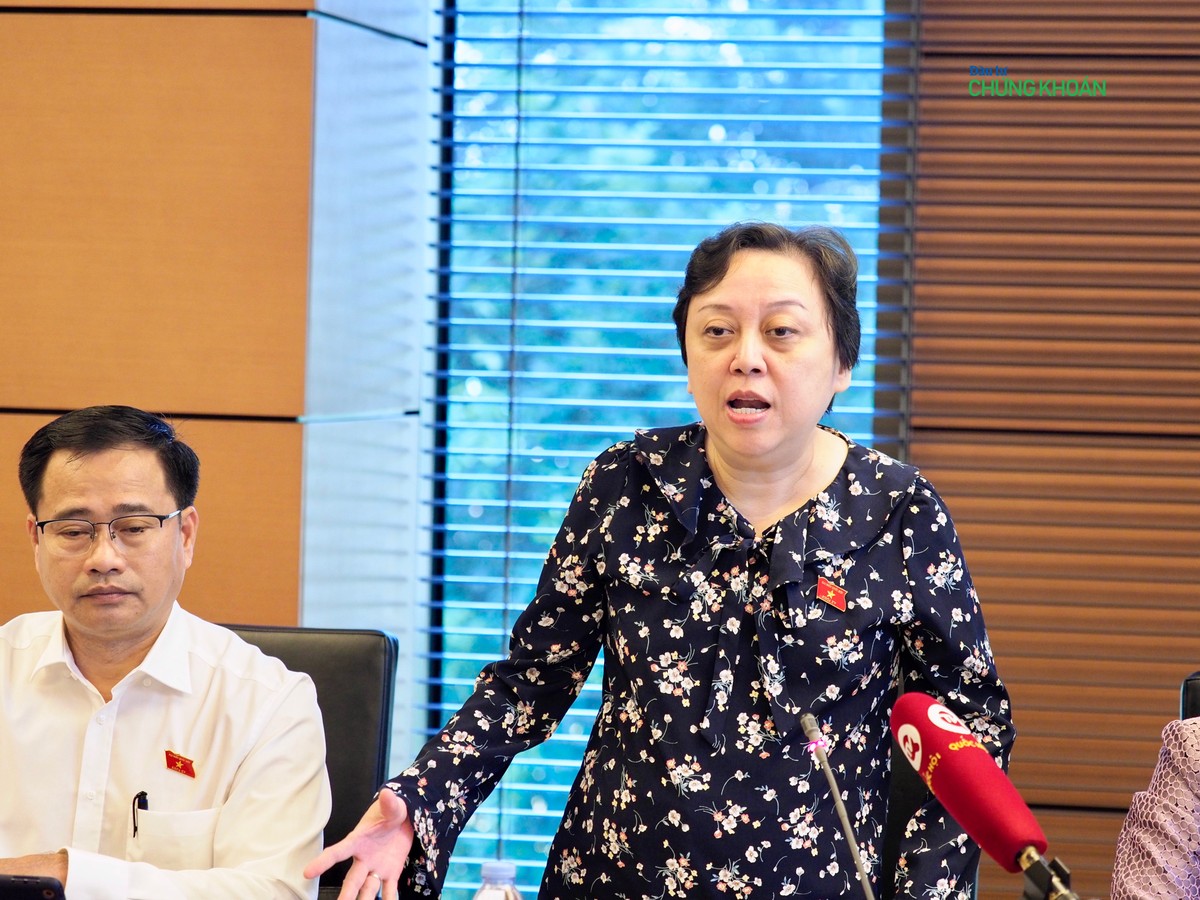 Đại biểu Phạm Khánh Phong Lan phát biểu tại họp tổ sáng 24/10 - Ảnh: M.Minh