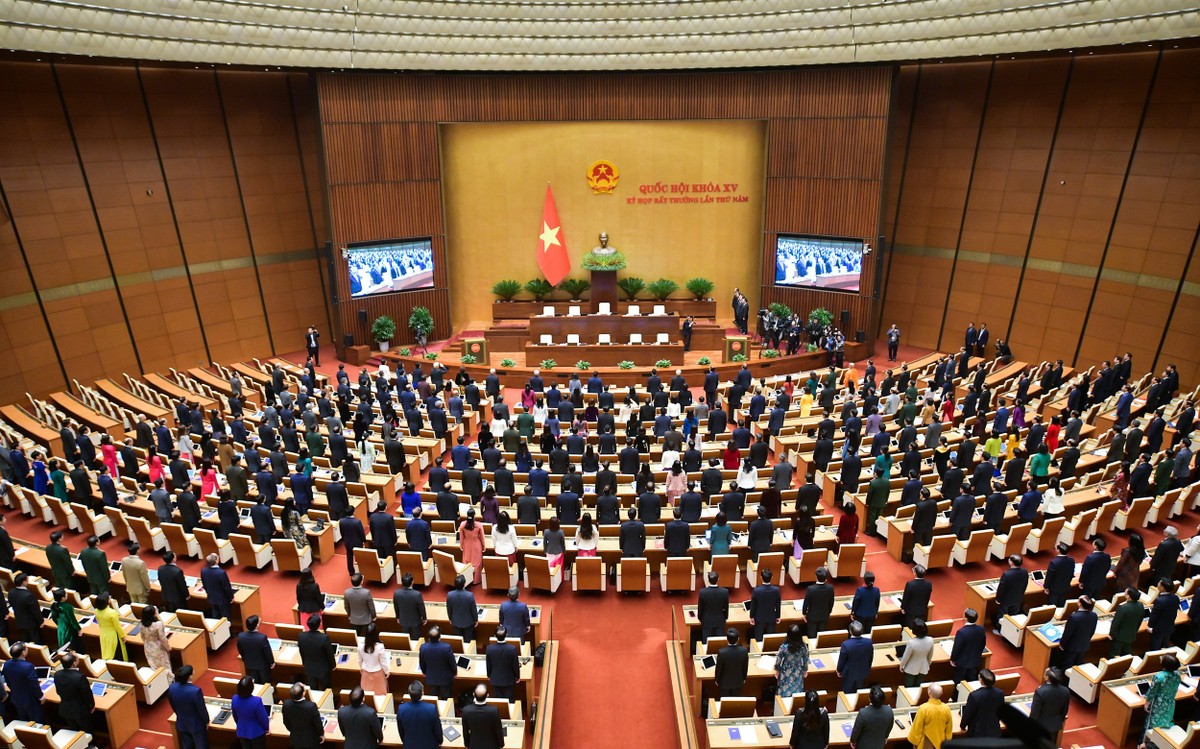 Toàn cảnh phiên khai mạc Kỳ họp bất thường thứ 5 Quốc hội khoá XV sáng 15/1 (Ảnh: quochoi.vn)