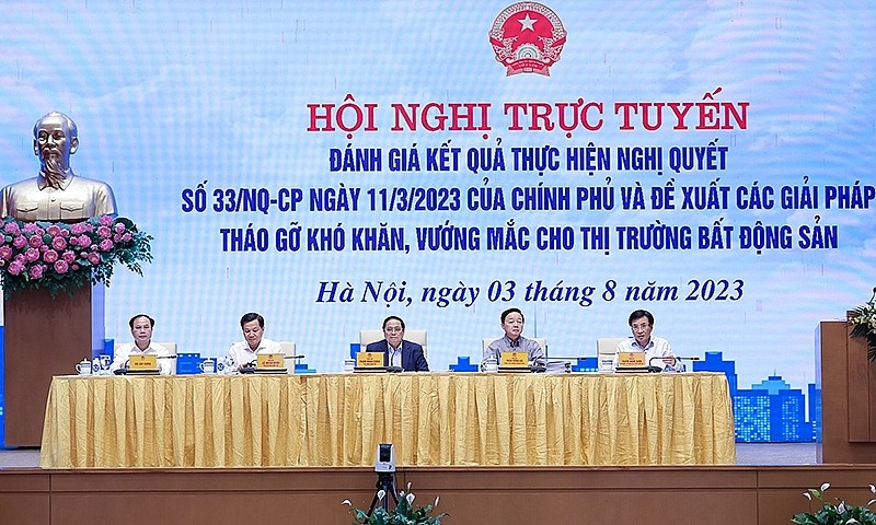 Một trong những hội nghị trực của Chính phủ về tháo gỡ khó khăn, vướng mắc cho thị trường bất động sản