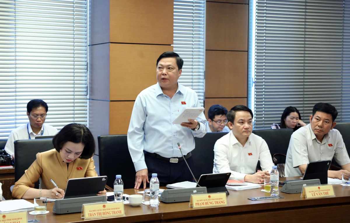 Đại biểu Phạm Hùng Thắng (đoàn Ninh Bình) phát biểu